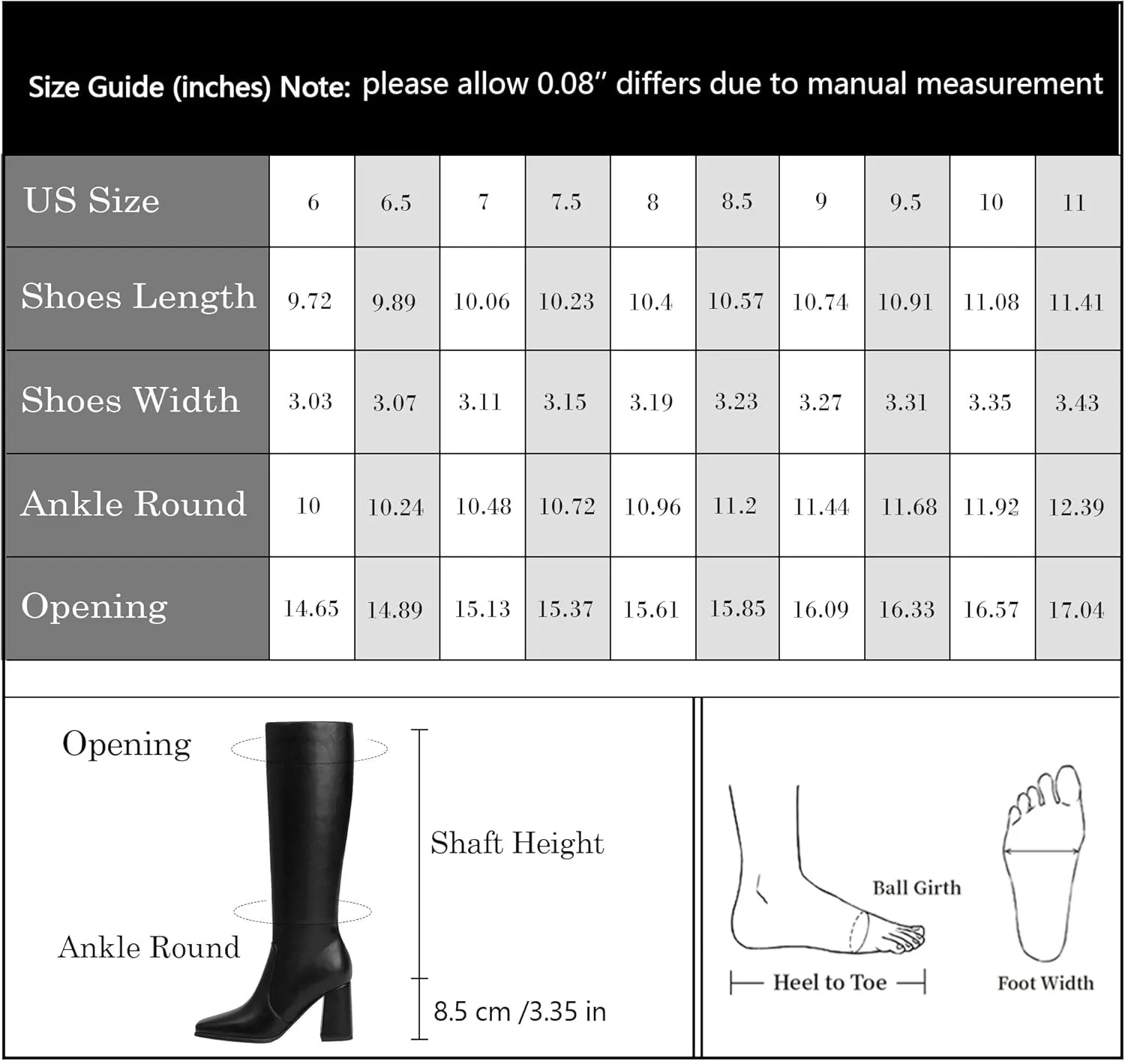 Modatope Knee High Boots Women Chunky Heel Square Toe Tall Boots for Women High Heel Side Zipper Long Boots