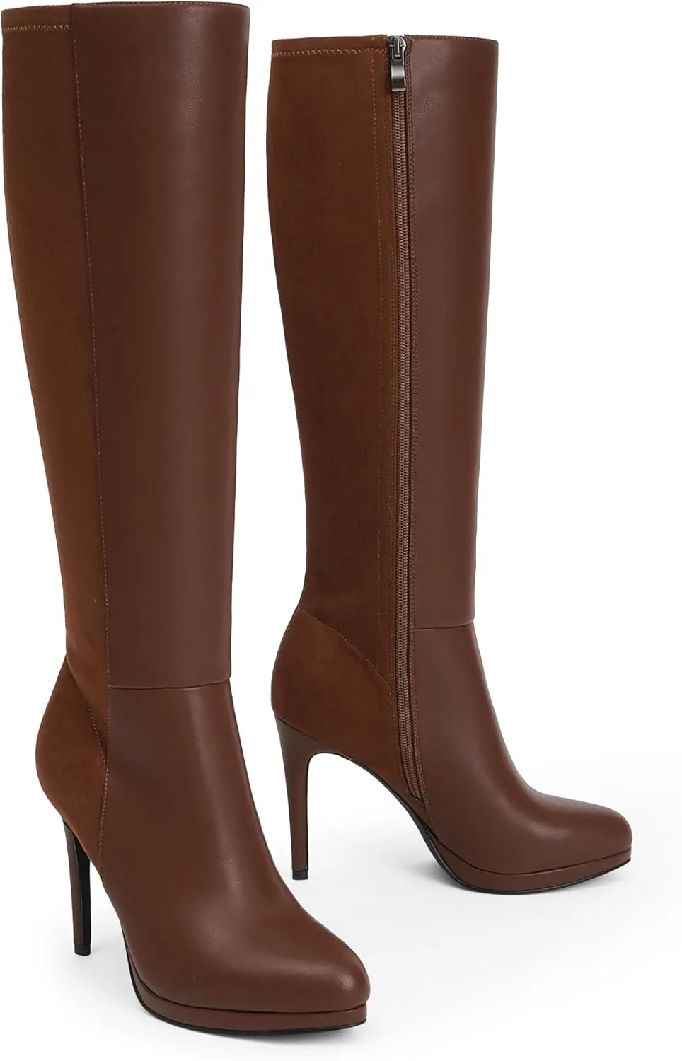 Modatope Knee High Boots Women Platform Boots Pointed Toe Tall Boots 4 In Stiletto High Heel Long Boots Side Zipper Dress Knee High Boots