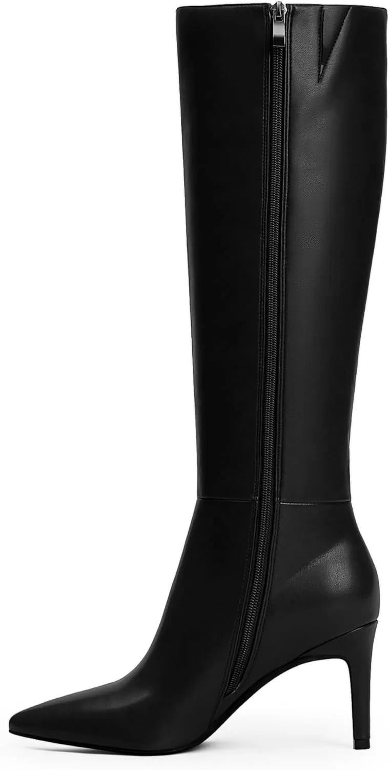 Modatope Knee High Boots Women Pointed Toe Tall Boots Stiletto High Heel Long Boots Side Zipper Dress Fashion Boots Shoes