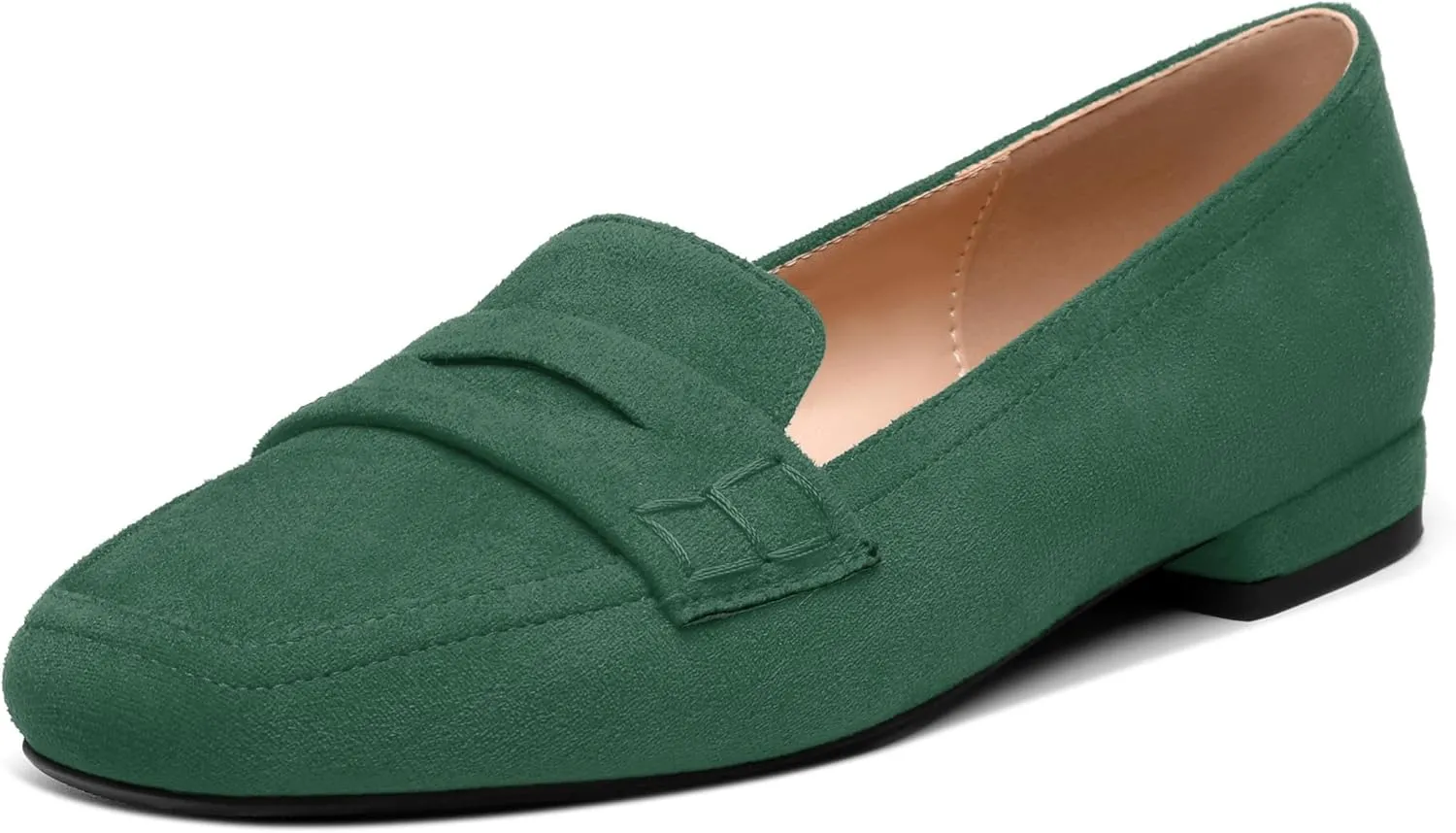 MODENCOCO Women's Loafers Comfortable Square Toe Flats Soft Women's Loafers & Slip-ons Fashion Suede Dress Shoes for Work Dating Casual