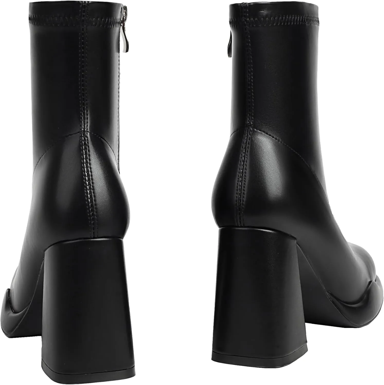 Mofirdast Gogo Boots Platform Chunky Heel Ankle Boots for Women, Square Toe Mid Calf Boots with Side Zippers for Party, Cosplay, or Dance