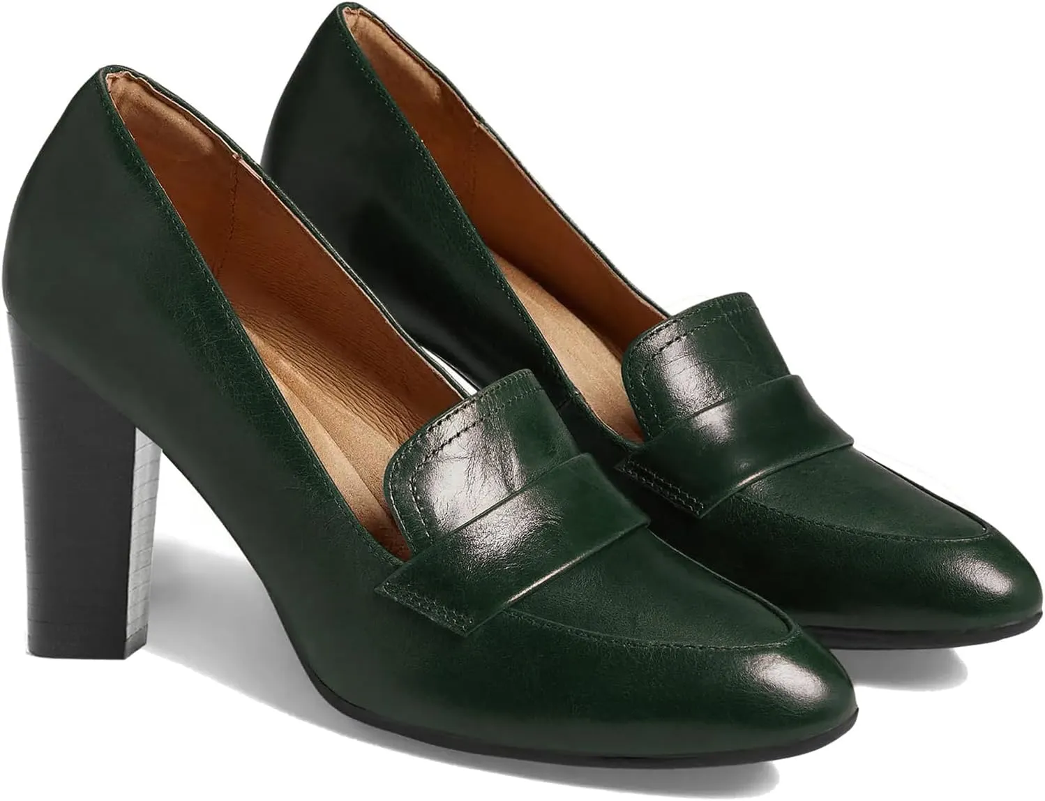 MOOMMO Women's Chunky Block Heel Pumps Round Closed Toe Slip On Oxford Loafers Shoes High Heels Snake Skin Work Pump Suede Loafer for Office Ladies Classic Formal Business Professional 4-13 M US