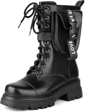 Motorcycle Boots for Women Combat Boots Rhinestone
