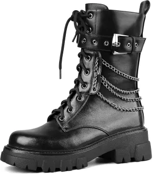 Motorcycle Boots for Women Combat Boots Rhinestone