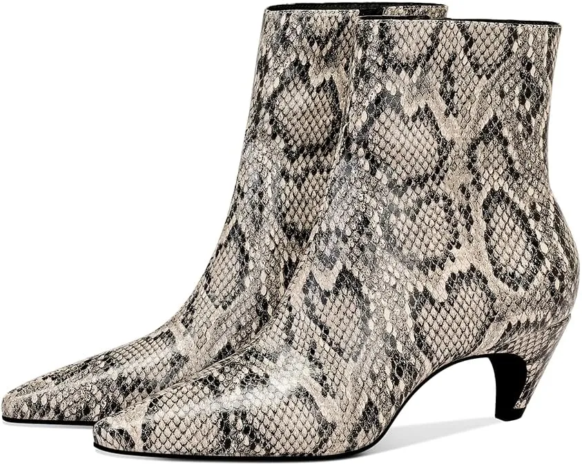 MSONLYDN Women's Kitten Heel Ankle Boots, 2.2 Inch Pointed Toe Short Boots Side Zipper Low Heel Mid Calf Dress Booties