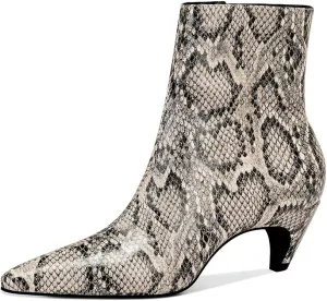 MSONLYDN Women's Kitten Heel Ankle Boots, 2.2 Inch Pointed Toe Short Boots Side Zipper Low Heel Mid Calf Dress Booties