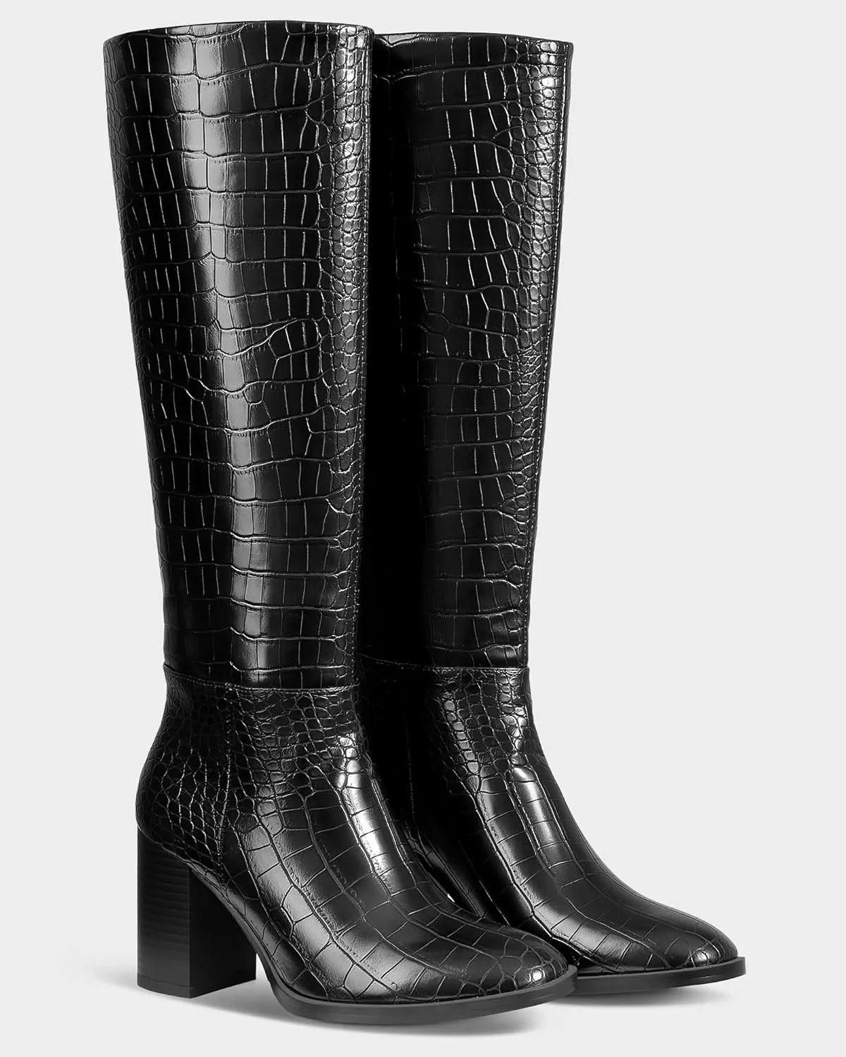 MUCCCUTE Boots for Women Knee High - Chunky Heel Round Toe Pull On Tall Boots Long Boot