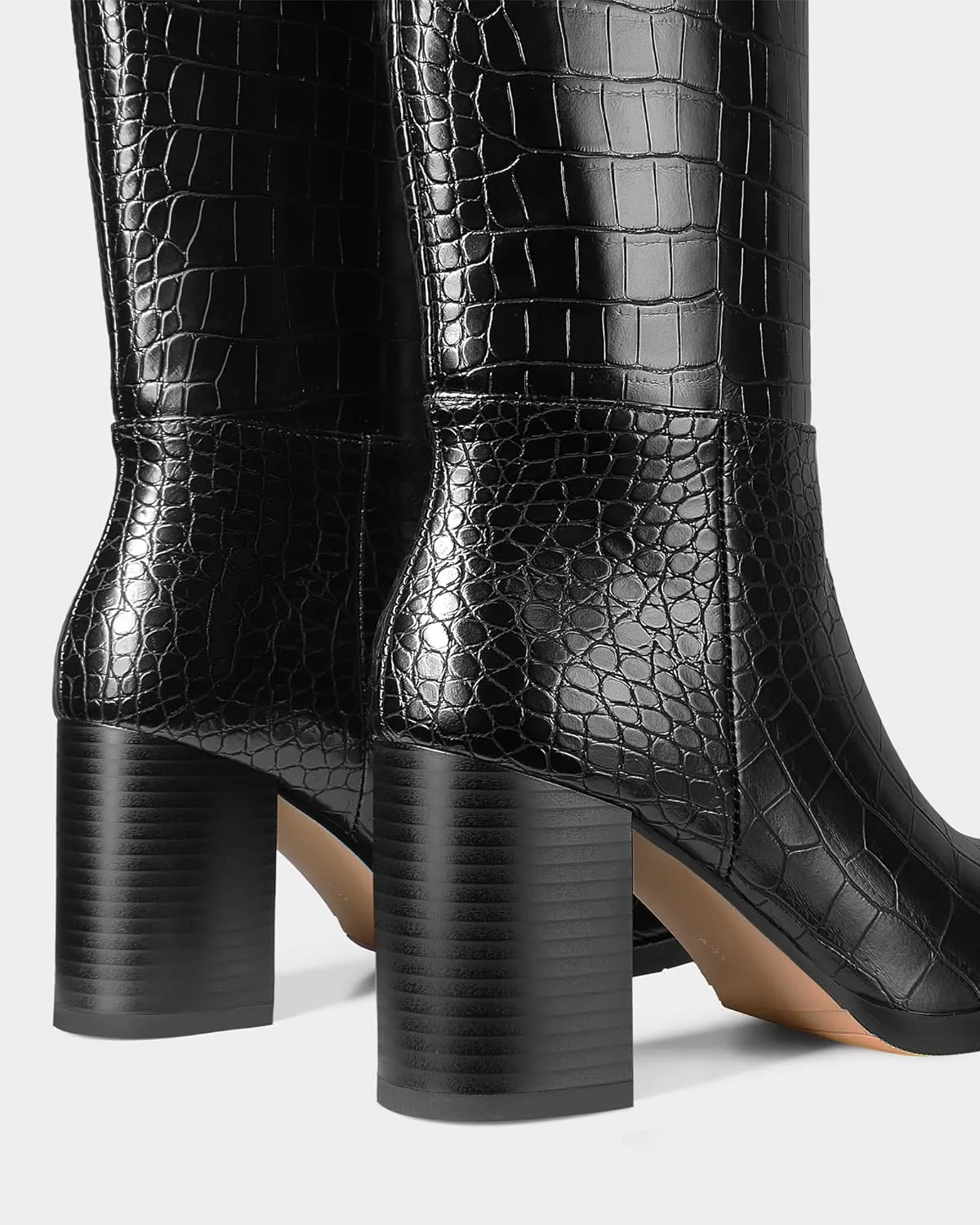 MUCCCUTE Boots for Women Knee High - Chunky Heel Round Toe Pull On Tall Boots Long Boot
