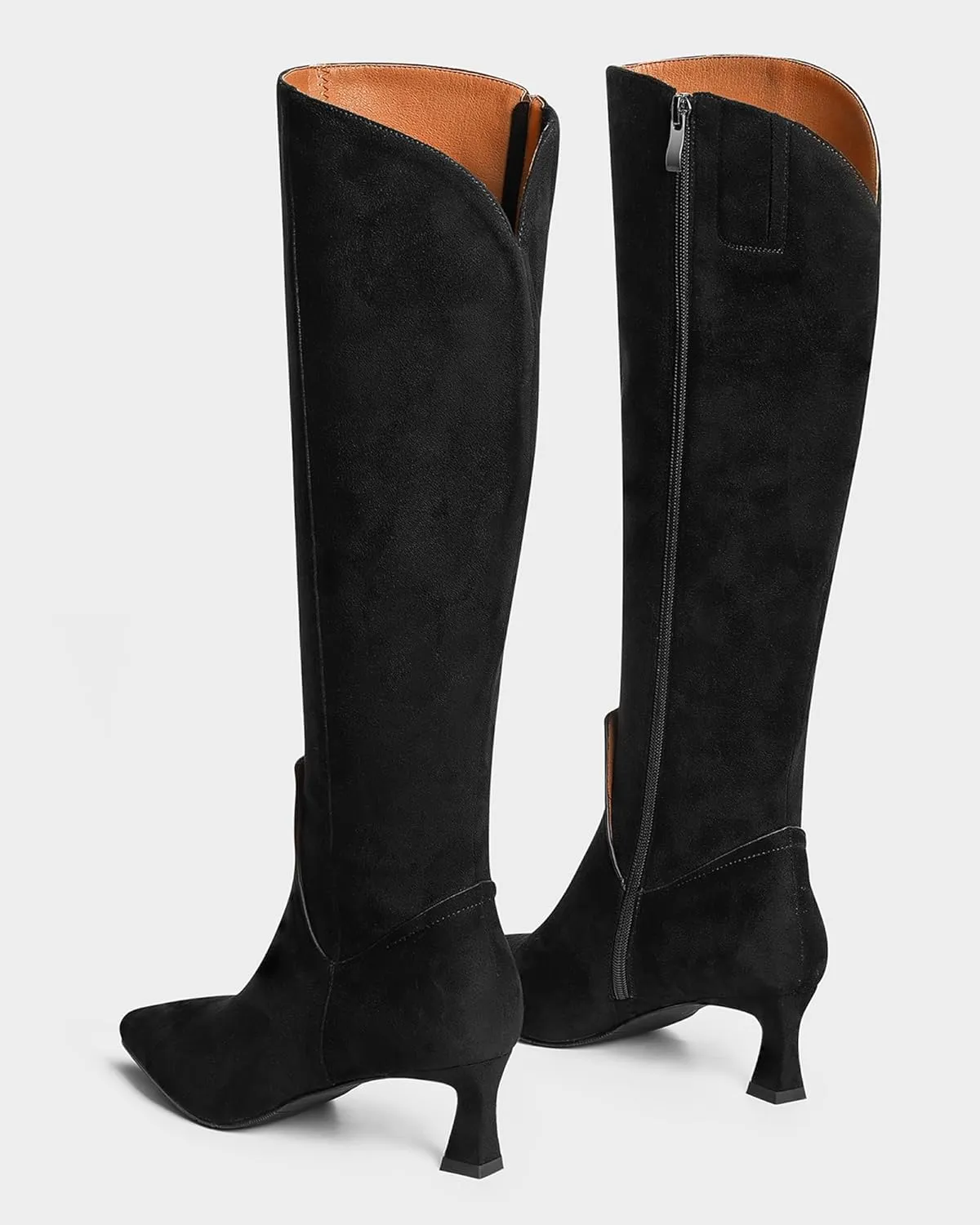MUCCCUTE Knee High Boots for Women Kitten Heel Tall Boots Pointed Toe Slip On Sexy Fashion Long Botas with Full Side Zipper