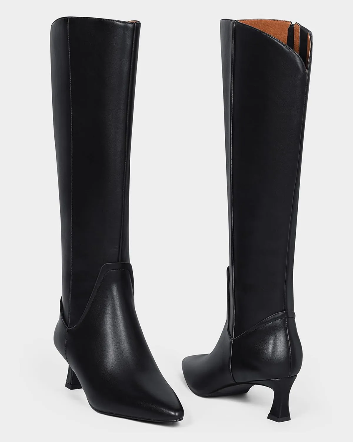 MUCCCUTE Knee High Boots for Women Kitten Heel Tall Boots Pointed Toe Slip On Sexy Fashion Long Botas with Full Side Zipper