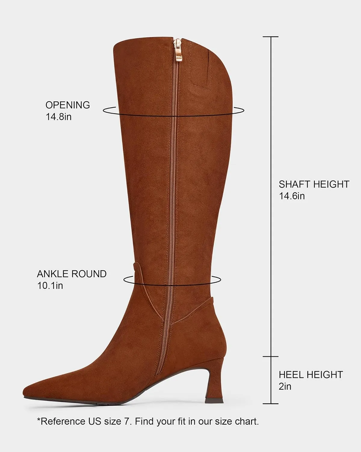 MUCCCUTE Knee High Boots for Women Kitten Heel Tall Boots Pointed Toe Slip On Sexy Fashion Long Botas with Full Side Zipper