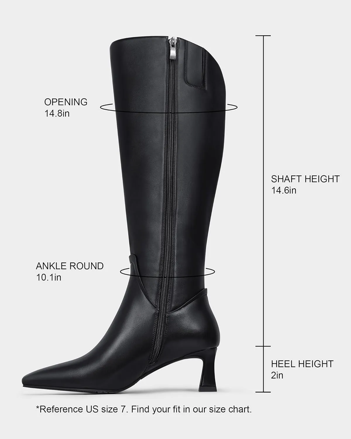 MUCCCUTE Knee High Boots for Women Kitten Heel Tall Boots Pointed Toe Slip On Sexy Fashion Long Botas with Full Side Zipper