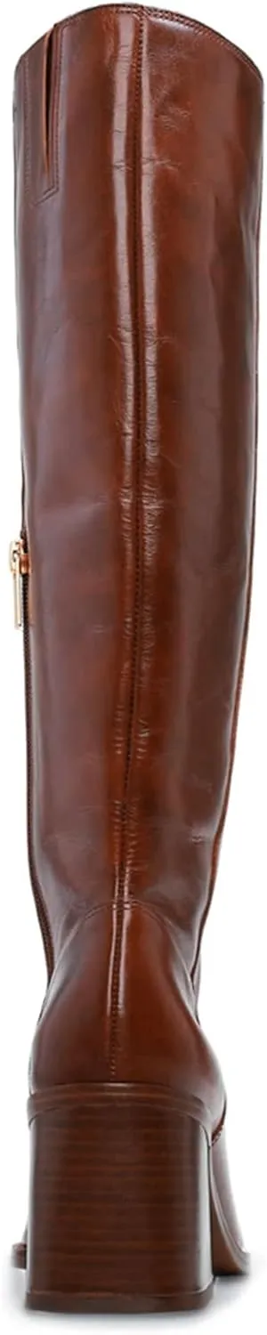 MUCCCUTE Knee High Boots for Women - Square Toe Chunky Block Heel Boots with Side Zipper Pull On Tall Boot