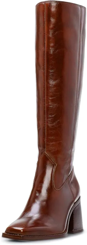 MUCCCUTE Knee High Boots for Women - Square Toe Chunky Block Heel Boots with Side Zipper Pull On Tall Boot