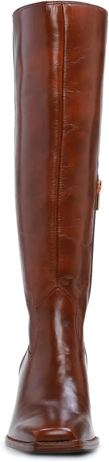 MUCCCUTE Knee High Boots for Women - Square Toe Chunky Block Heel Boots with Side Zipper Pull On Tall Boot