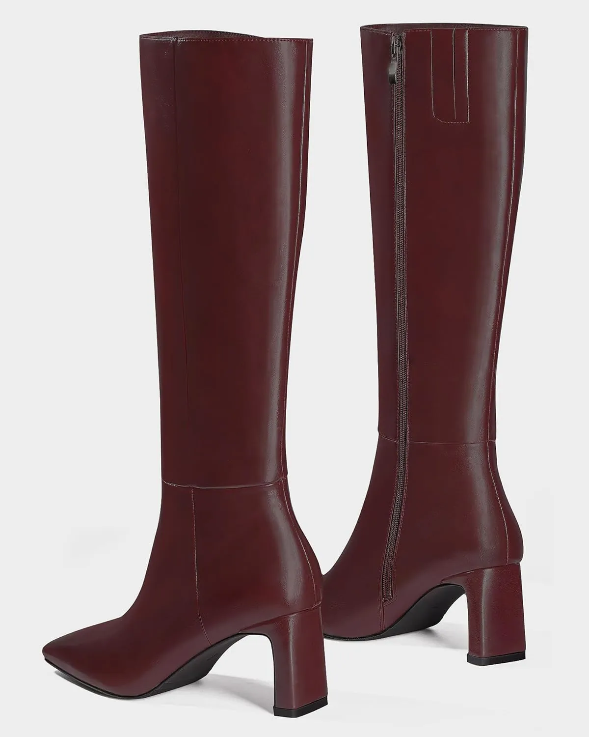 MUCCCUTE Knee High Boots for Women Tall Boots Chunky Heel Square Toe with Side Zipper Pull On Fall Long Boots
