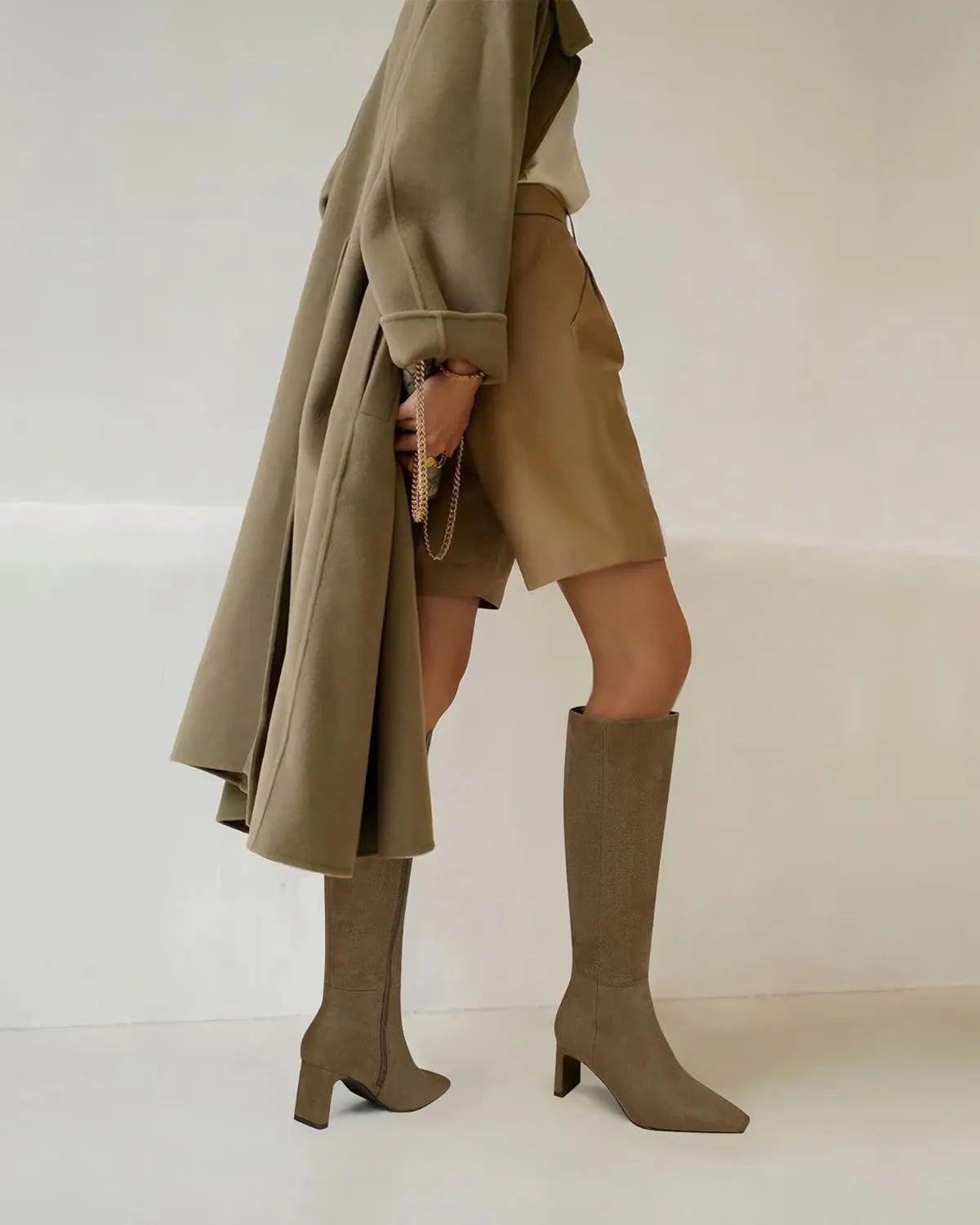 MUCCCUTE Knee High Boots for Women Tall Boots Chunky Heel Square Toe with Side Zipper Pull On Fall Long Boots