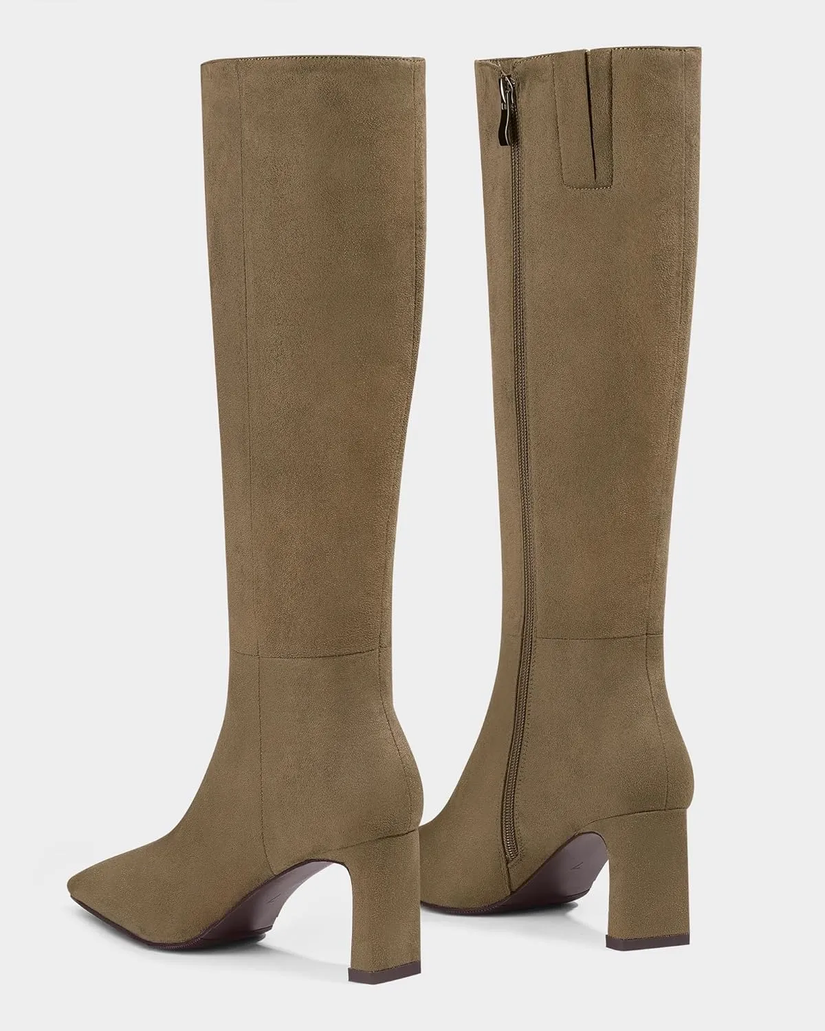 MUCCCUTE Knee High Boots for Women Tall Boots Chunky Heel Square Toe with Side Zipper Pull On Fall Long Boots