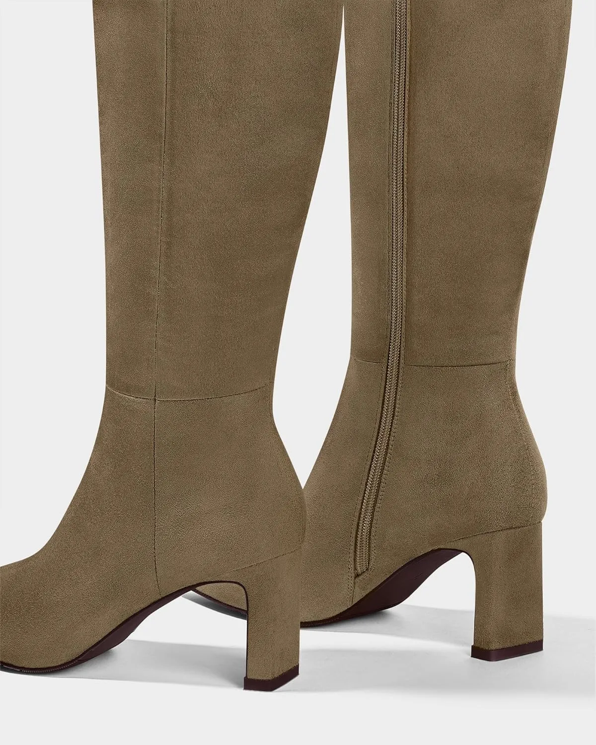 MUCCCUTE Knee High Boots for Women Tall Boots Chunky Heel Square Toe with Side Zipper Pull On Fall Long Boots