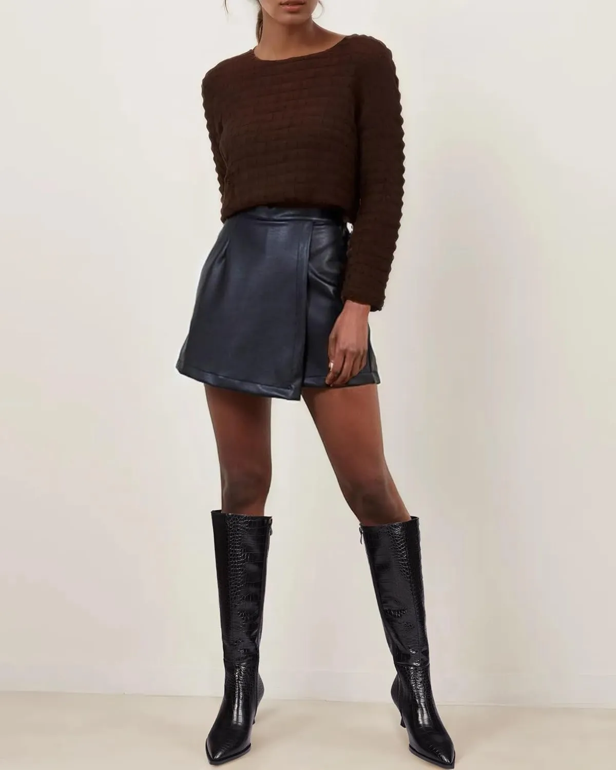 MUCCCUTE Knee High Boots for Women Tall Boots Kitten Heel Pointed Toe Slip On Comfort Fall Long Boots with Side Zipper Sexy Fashion