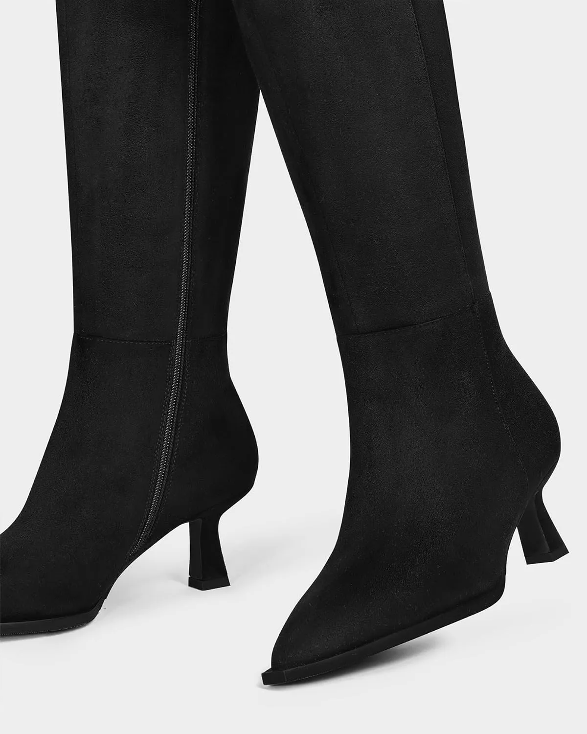 MUCCCUTE Knee High Boots for Women Tall Boots Kitten Heel Pointed Toe Slip On Comfort Fall Long Boots with Side Zipper Sexy Fashion