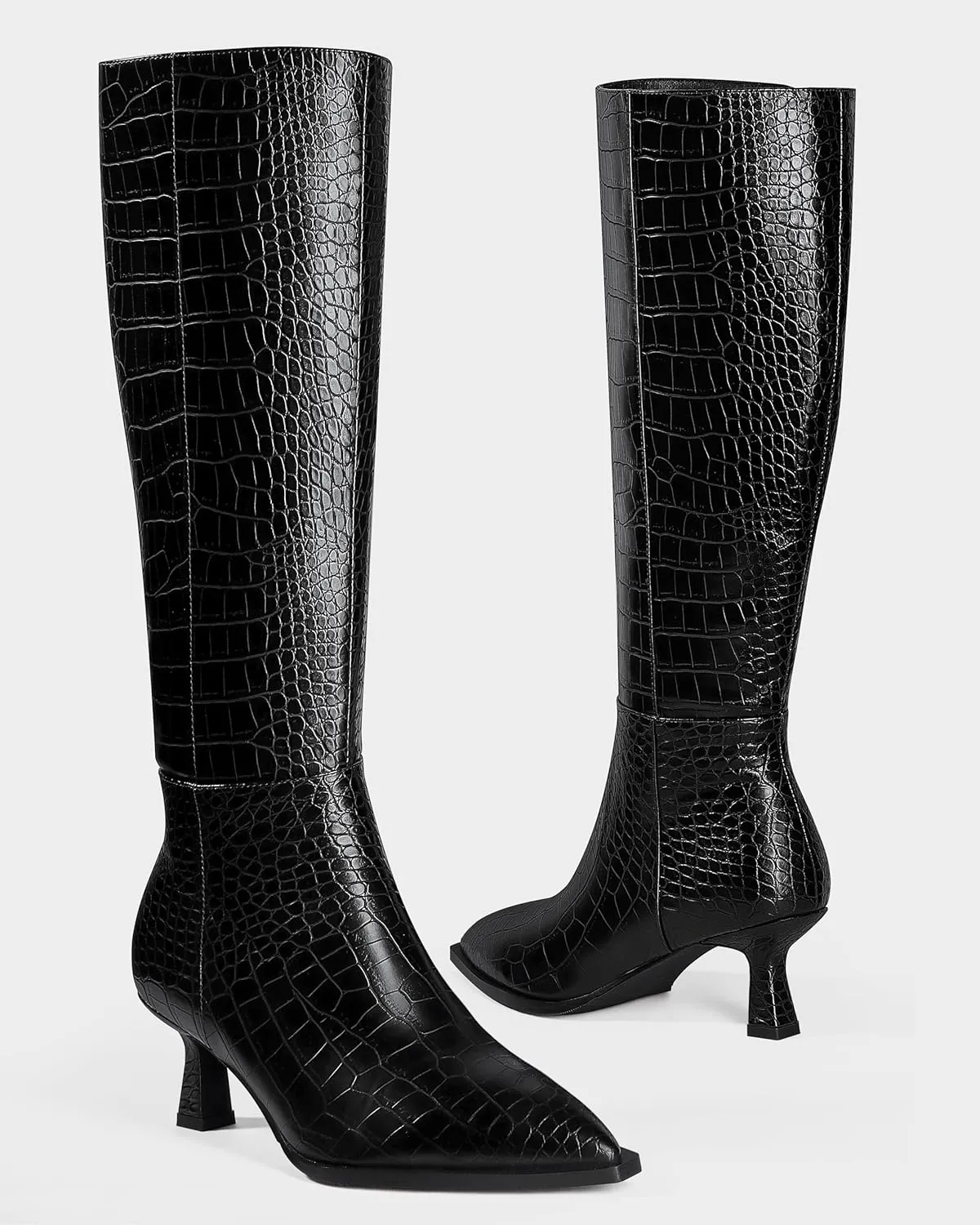 MUCCCUTE Knee High Boots for Women Tall Boots Kitten Heel Pointed Toe Slip On Comfort Fall Long Boots with Side Zipper Sexy Fashion
