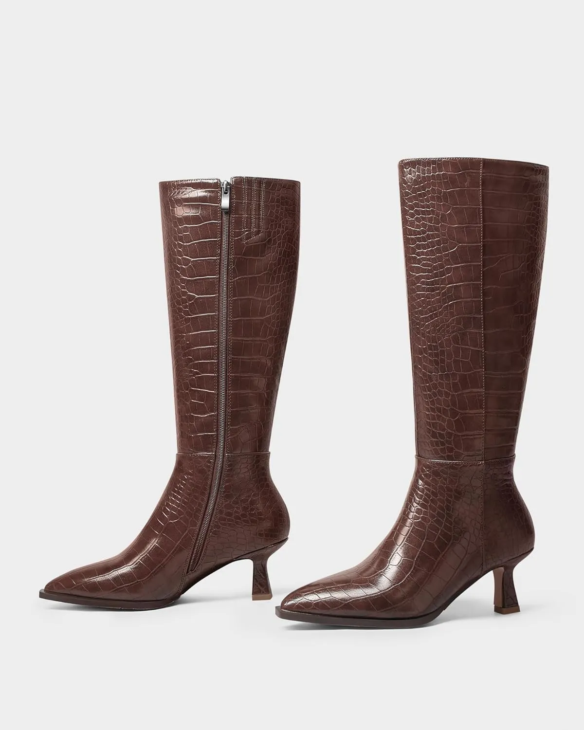 MUCCCUTE Knee High Boots for Women Tall Boots Kitten Heel Pointed Toe Slip On Comfort Fall Long Boots with Side Zipper Sexy Fashion