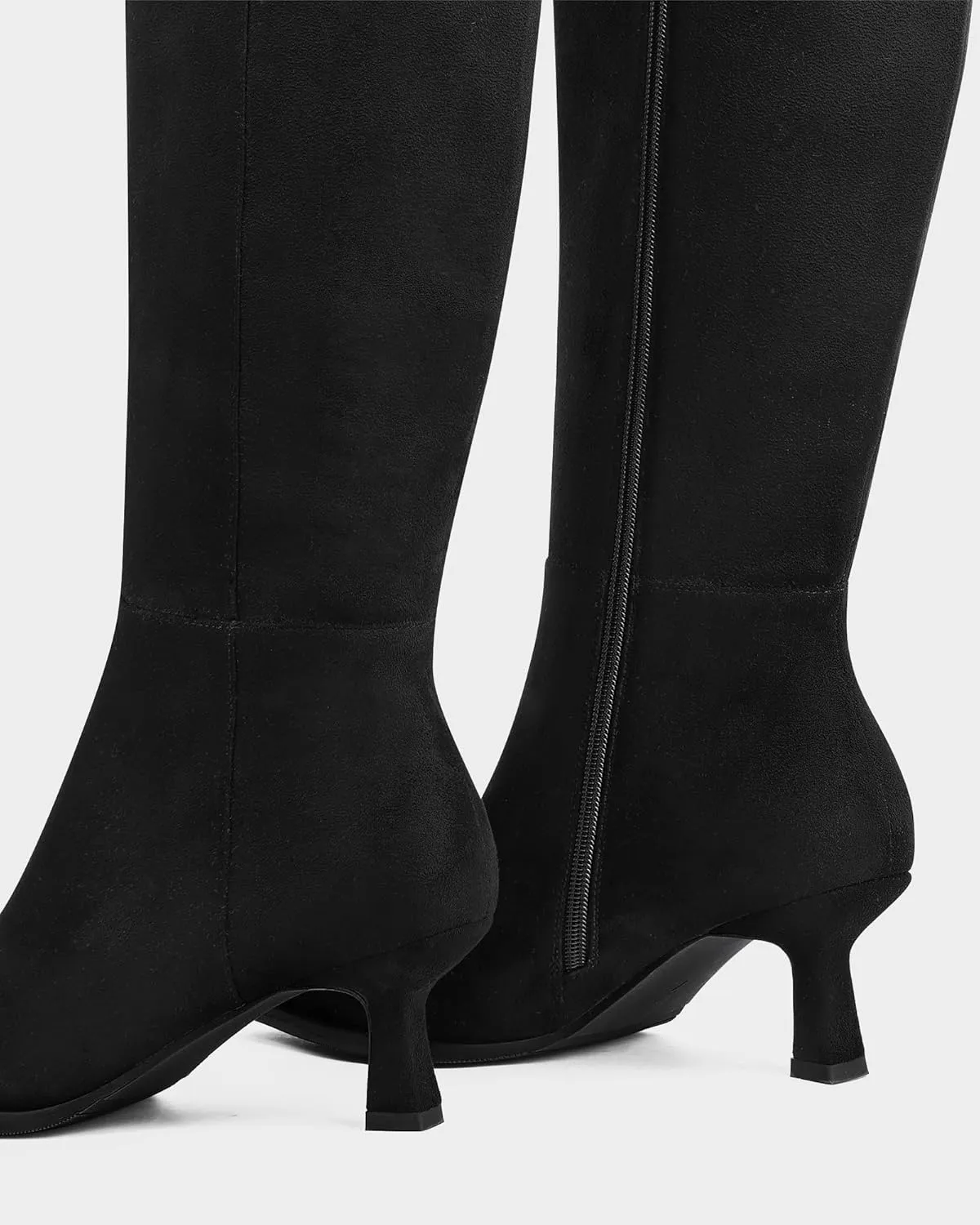 MUCCCUTE Knee High Boots for Women Tall Boots Kitten Heel Pointed Toe Slip On Comfort Fall Long Boots with Side Zipper Sexy Fashion