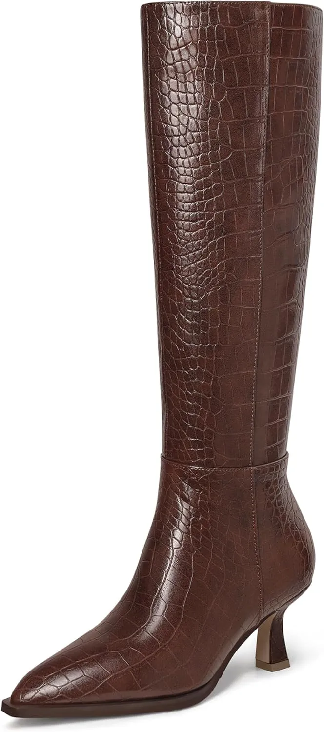 MUCCCUTE Knee High Boots for Women Tall Boots Kitten Heel Pointed Toe Slip On Comfort Fall Long Boots with Side Zipper Sexy Fashion