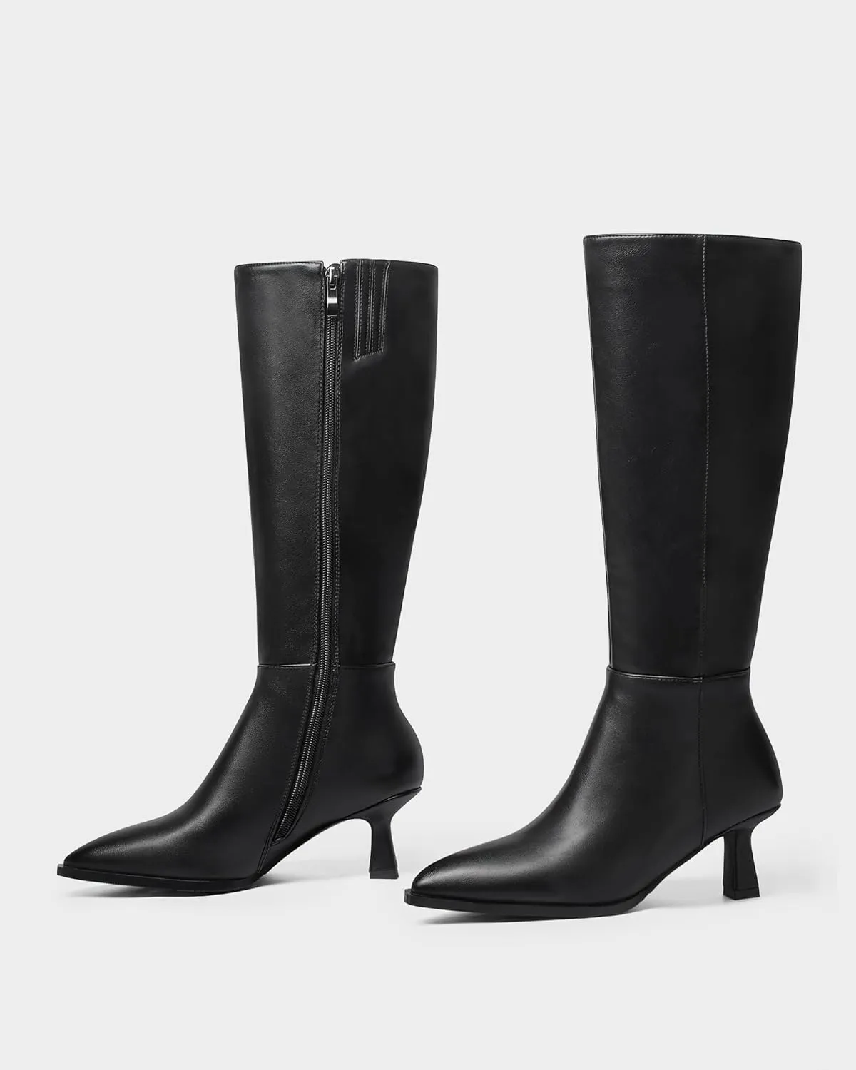 MUCCCUTE Knee High Boots for Women Tall Boots Kitten Heel Pointed Toe Slip On Comfort Fall Long Boots with Side Zipper Sexy Fashion