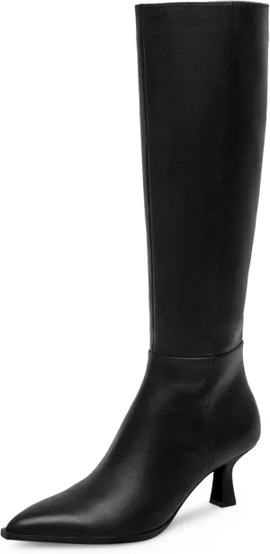 MUCCCUTE Knee High Boots for Women Tall Boots Kitten Heel Pointed Toe Slip On Comfort Fall Long Boots with Side Zipper Sexy Fashion