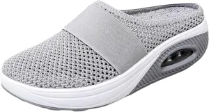 Mules for Women Men Diabetic Air Cushion Slip On Walking Shoes Breathable Mesh Sports Slippers Shoes with Arch Support