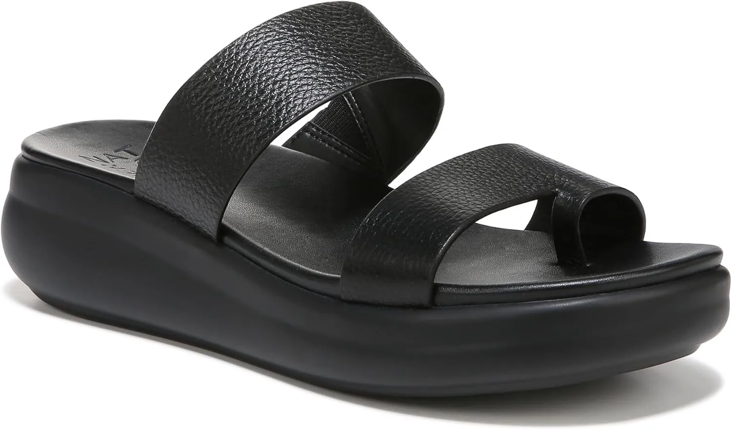 Naturalizer Women's Drift 2 Slip On Platform Sandal Slide Sandal Black Leather 10 M