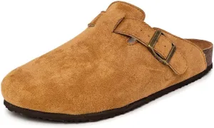 Nautica Women Mens Clogs Mules Vegan Suede Cork Footbed Buckle Sandals Comfort Potato Shoes with Arch Support (Faux Fur/Smooth)