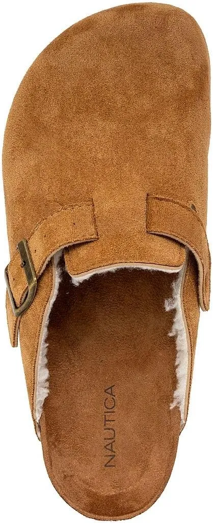Nautica Women Mens Clogs Mules Vegan Suede Cork Footbed Buckle Sandals Comfort Potato Shoes with Arch Support (Faux Fur/Smooth)