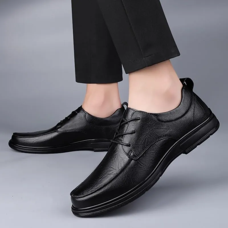 New Luxury Men Leather Shoes Black Warm Plush Loafers Shoes Comfortable Breathable Winter Velvet Oxford Shoes Men Wedding Formal Lace-up Shoes