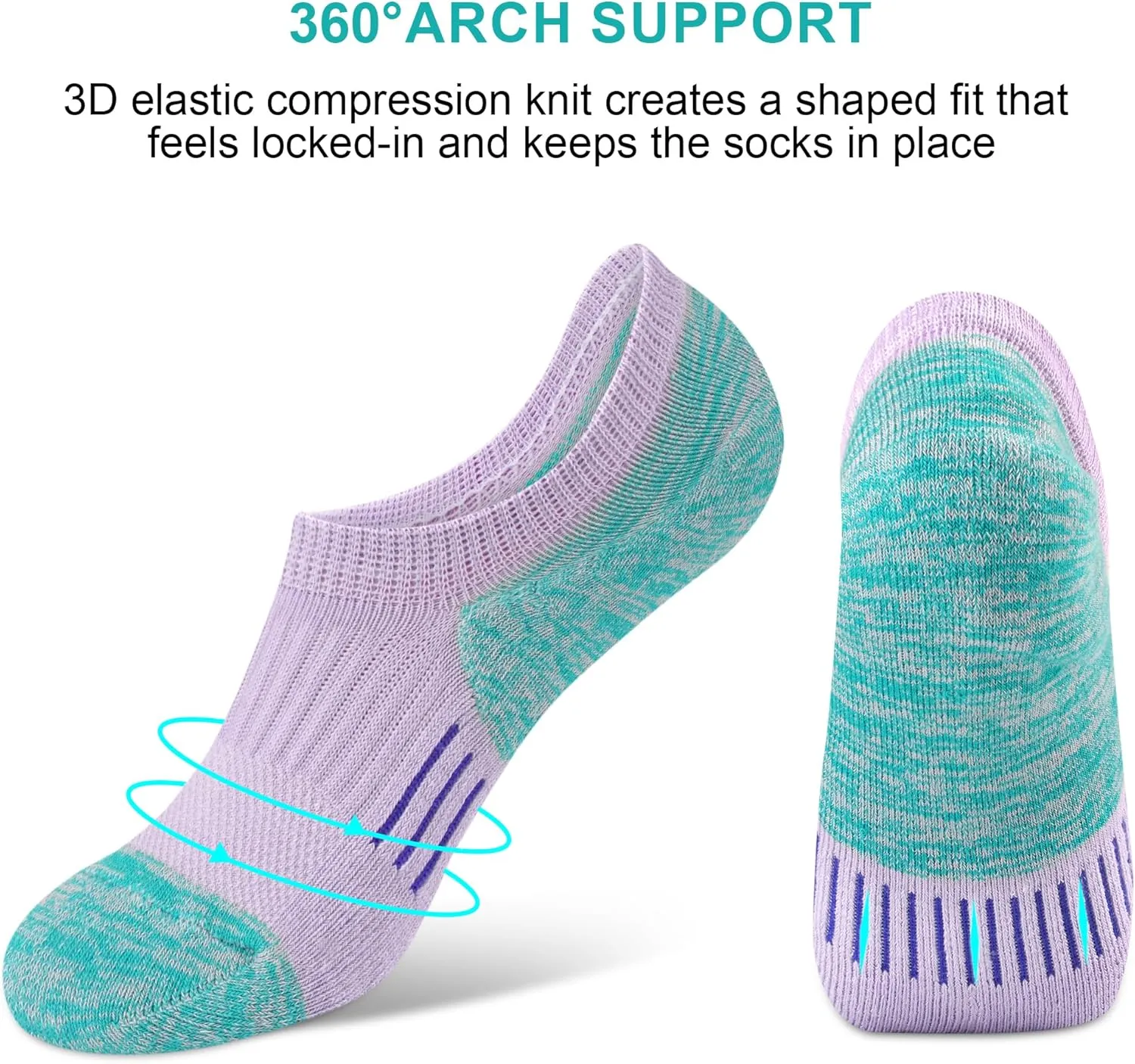 No Show Socks Womens Athletic Cushion Ankle Footies Low Cut 5-6 Pairs