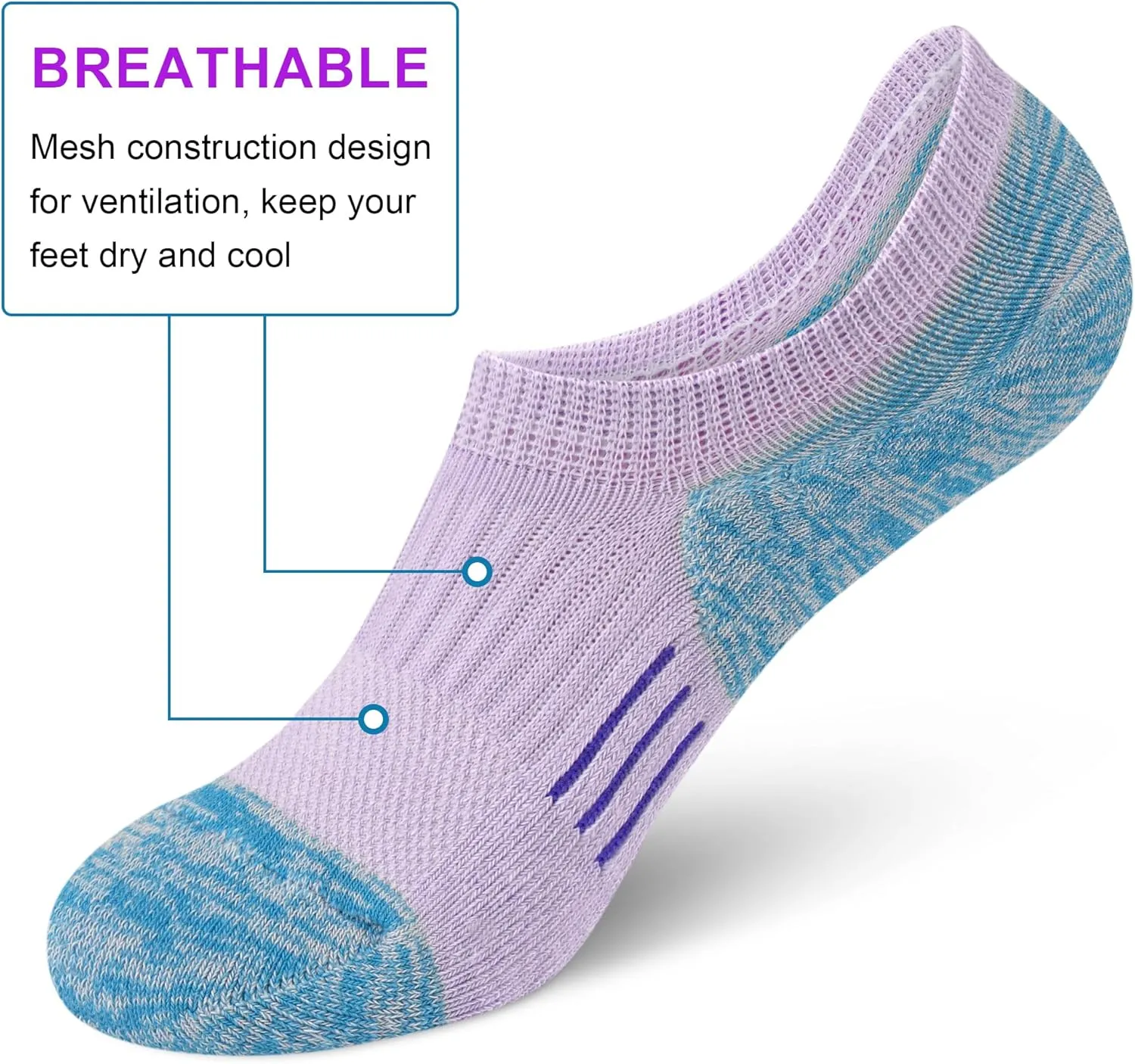 No Show Socks Womens Athletic Cushion Ankle Footies Low Cut 5-6 Pairs