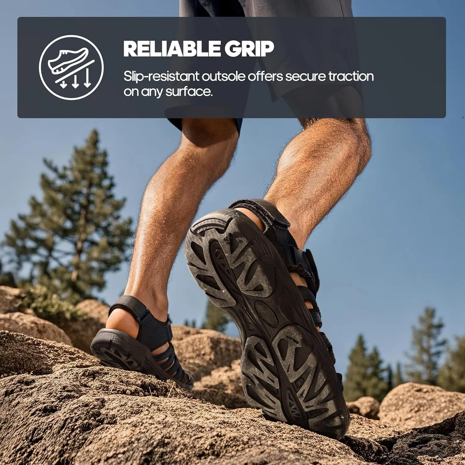 NORTIV 8 Men's Sandals, Closed Toe Athletic Sport Sandals, Mens Summer Shoes, Lightweight Trail Walking Sandals for Men