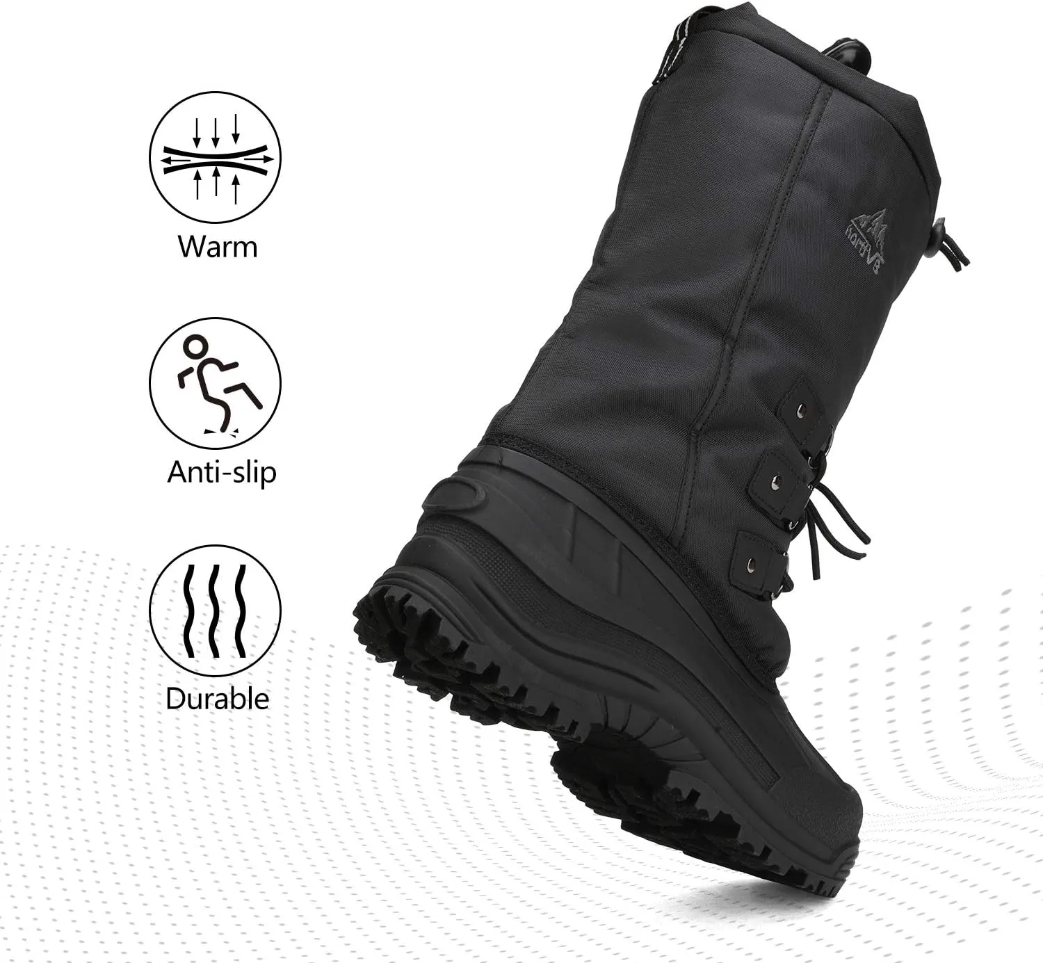 NORTIV 8 Men's Waterproof Hiking Winter Snow Boots Insulated Fur Liner Lightweight Outdoor Tall Boots