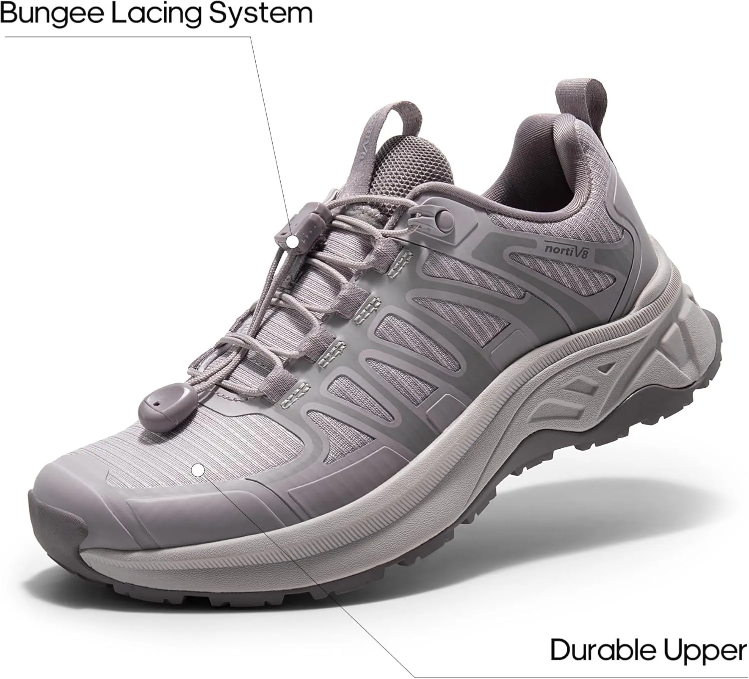 NORTIV 8 Women's Quick Laces Hiking Shoes, Lightweight Trail Running Sneakers for Walking, Outdoors, Trekking, Camping