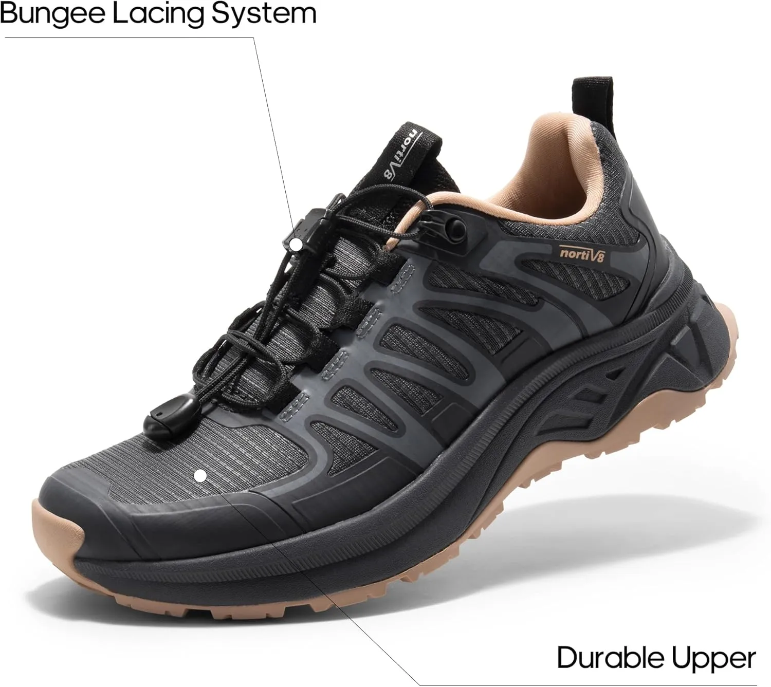 NORTIV 8 Women's Quick Laces Hiking Shoes, Lightweight Trail Running Sneakers for Walking, Outdoors, Trekking, Camping