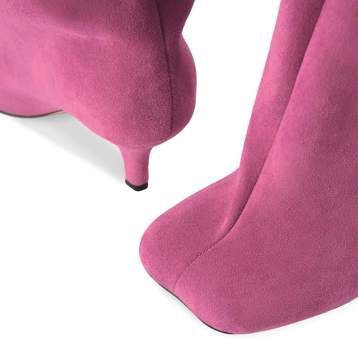 Oh Mispares Women's Nude Suede Knee High Boots - Square Toe Wide Calf Stiletto Low Heels - Fashionable Kitten Heel Pull-On Tall Winter Boots for Ladies