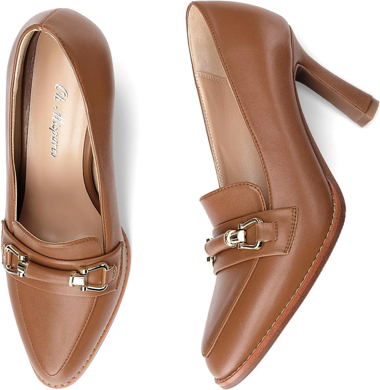 Oh Mispares Women’s Stiletto High Heel Pumps Pointed Toe Slip-on Loafers Shoes for Office Work Casual Daily Life Party 3.5 Inches Heels