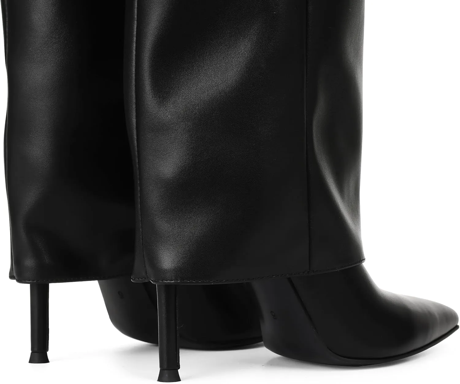 Oiamenne Women's Fold Over Boots Knee High Boots for Women Pointed Toe Stiletto Heel Long Boots Sexy Tall Boots Slip On Fall Winter boots