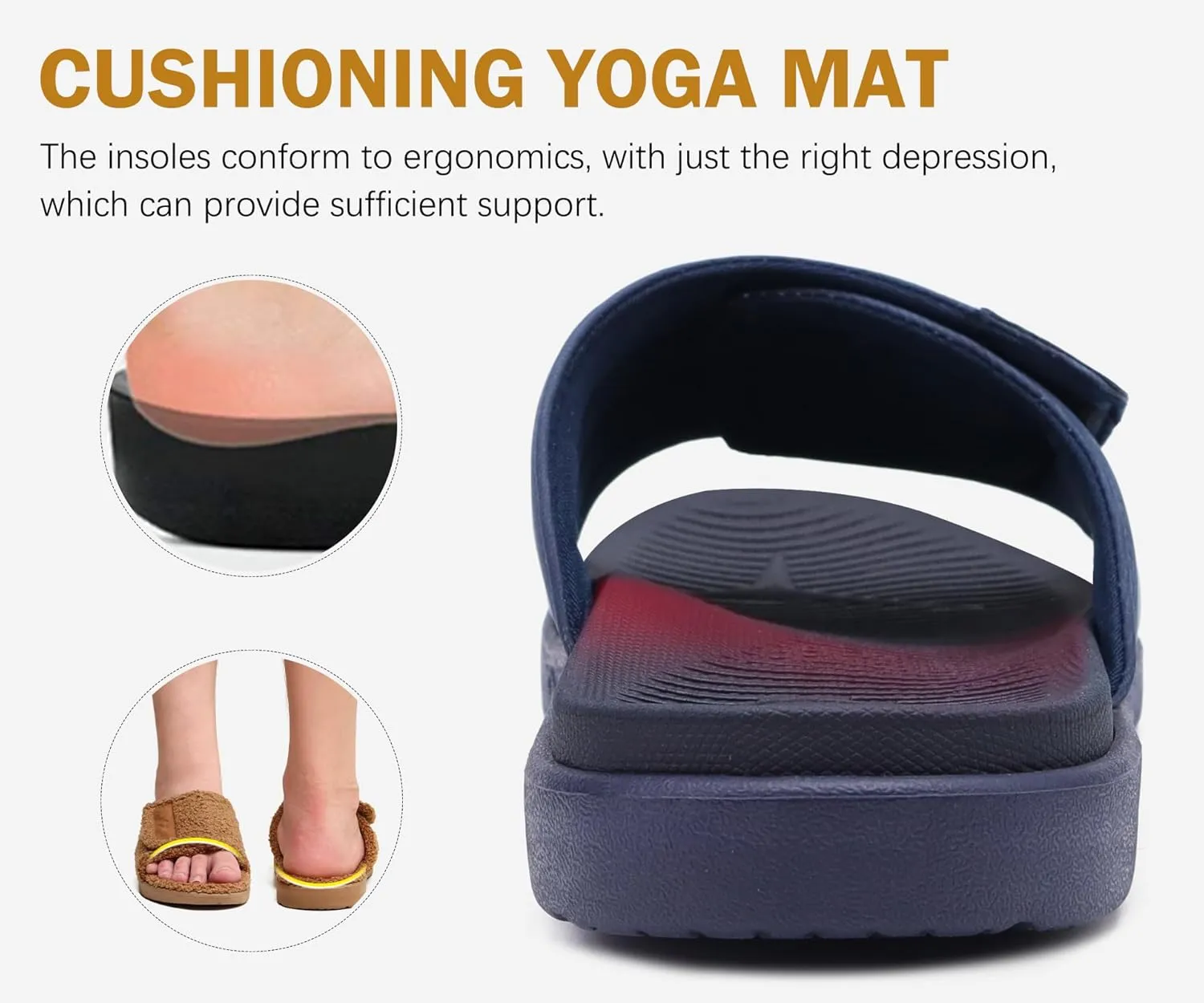 ONCAI Mens Sandals Adjustable Straps Orthotic Plantar Fasciitis Open Toe Athletic Sport Slides with Soft Comfy Arch Support Footbed Size 7.5-15