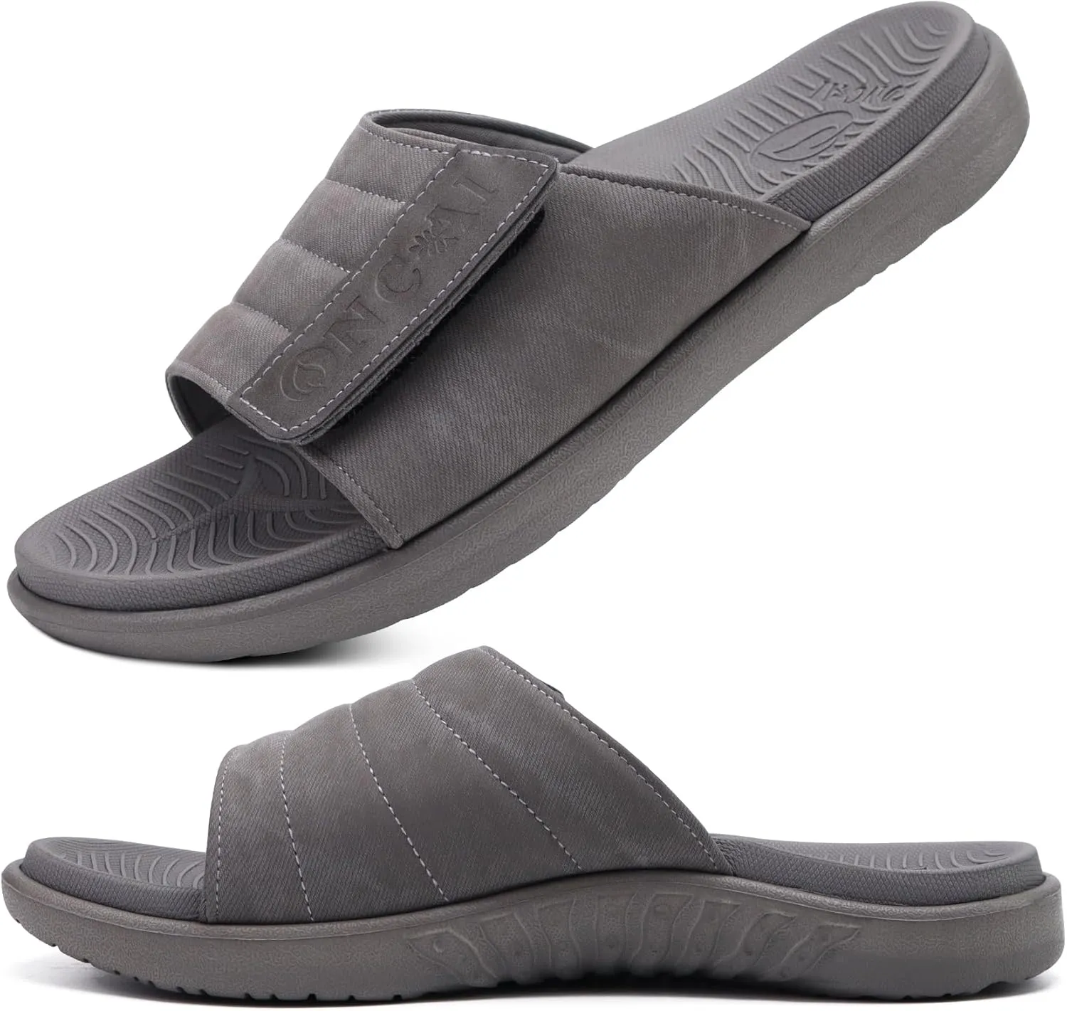 ONCAI Mens Sandals Adjustable Straps Orthotic Plantar Fasciitis Open Toe Athletic Sport Slides with Soft Comfy Arch Support Footbed Size 7.5-15