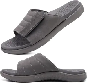ONCAI Mens Sandals Adjustable Straps Orthotic Plantar Fasciitis Open Toe Athletic Sport Slides with Soft Comfy Arch Support Footbed Size 7.5-15