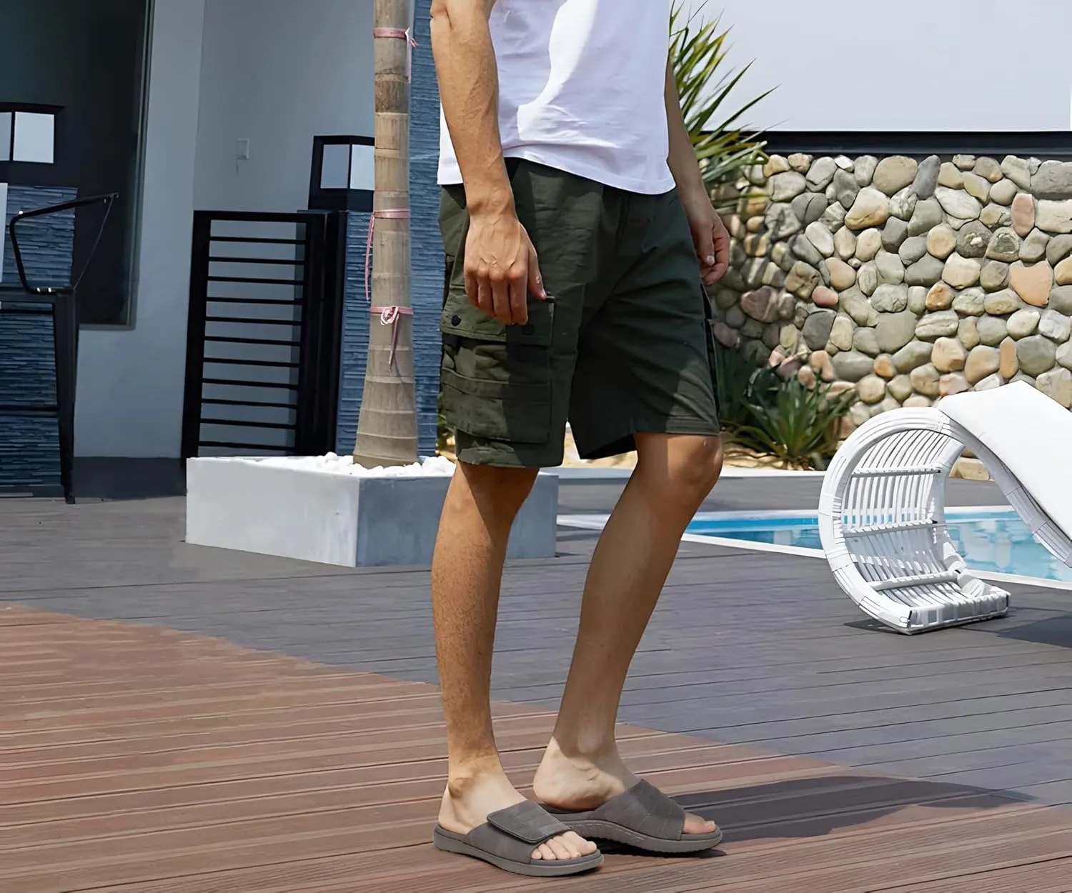 ONCAI Mens Sandals Adjustable Straps Orthotic Plantar Fasciitis Open Toe Athletic Sport Slides with Soft Comfy Arch Support Footbed Size 7.5-15