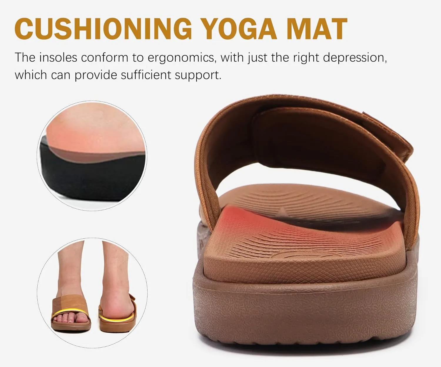 ONCAI Mens Sandals Adjustable Straps Orthotic Plantar Fasciitis Open Toe Athletic Sport Slides with Soft Comfy Arch Support Footbed Size 7.5-15